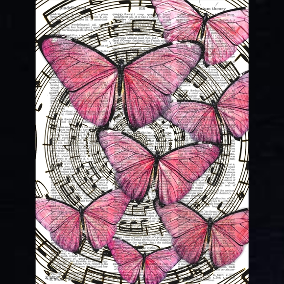 Butterfly Music Kaleidoscope Vintage Dictionary Art Pri… - Picture 3 of 5